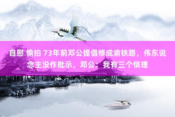 自慰 偷拍 73年前邓公提倡修成渝铁路，伟东说念主没作批示，邓公：我有三个情理